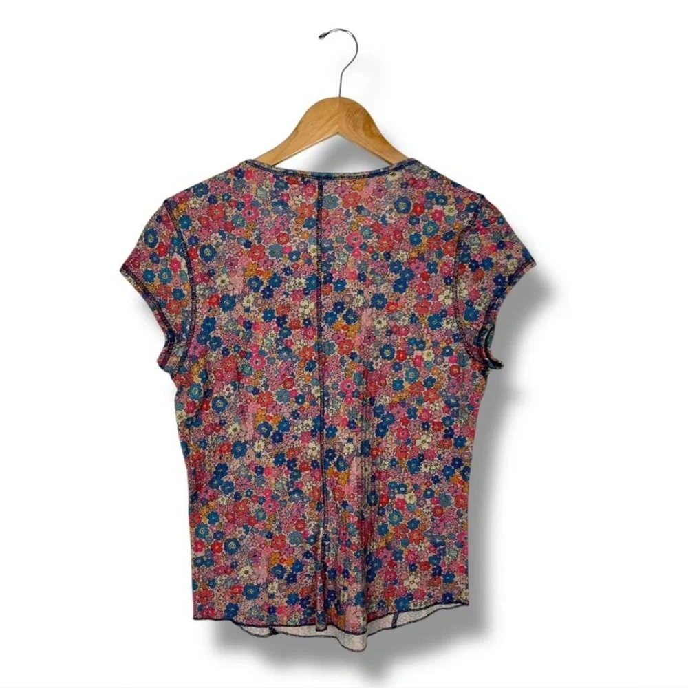 Natural Life Reagan Top Size Large Thermal Henley Snap Floral Garden Boho Hippie - Picture 6 of 6